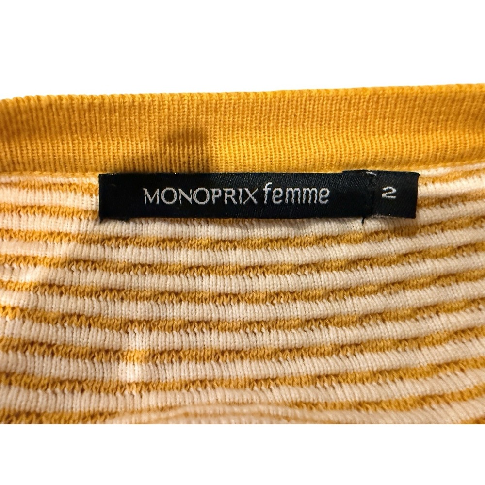 Monoprix Femme France Women Sweater L Honeycomb Full Zip Mustard - Picture 8 of 9